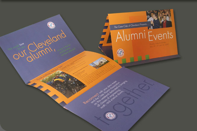 Cleveland Alumni roll-fold self-mailer brochure for Case Alumni Association