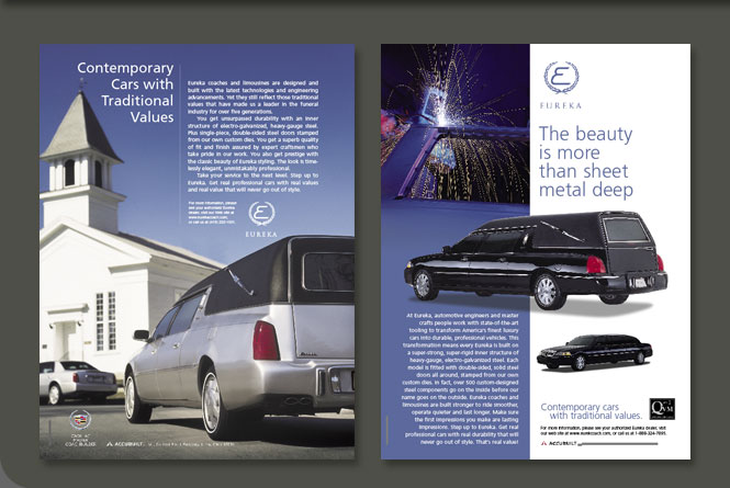 Eureka Hearse and Limousine trade ads for Accubuilt, Inc.