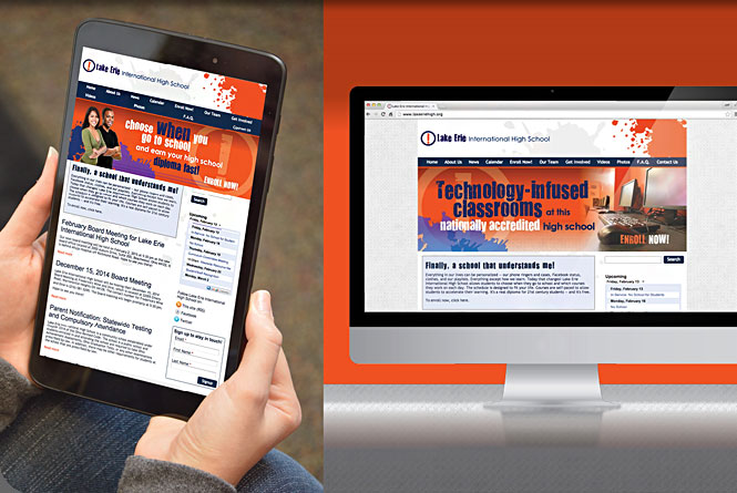 Website design for Lake Erie International High School, a drop-out prevention charter school.