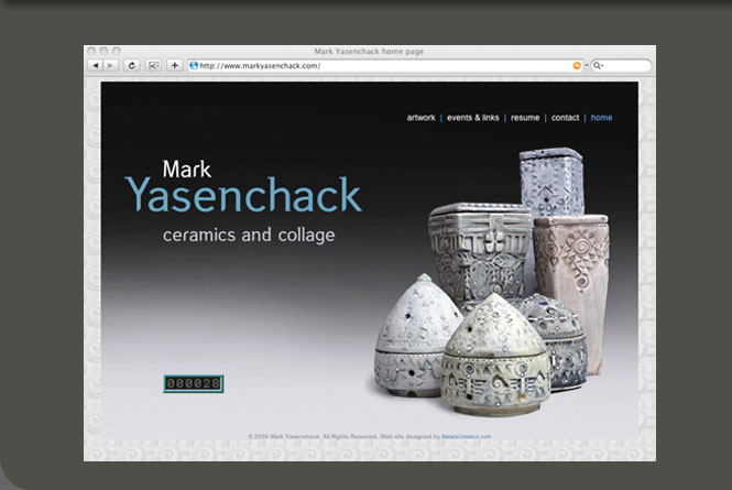 Website design and development for Mark Yasenchack, ceramic artist