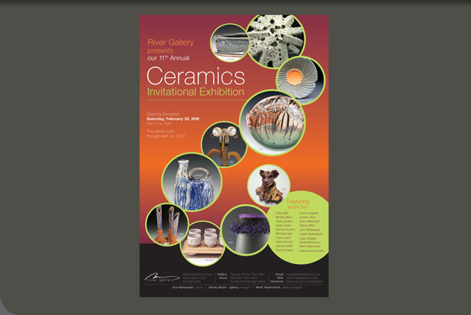 Event poster for gallery exhibition for 11th Annual Ceramics Invitational Exhibition